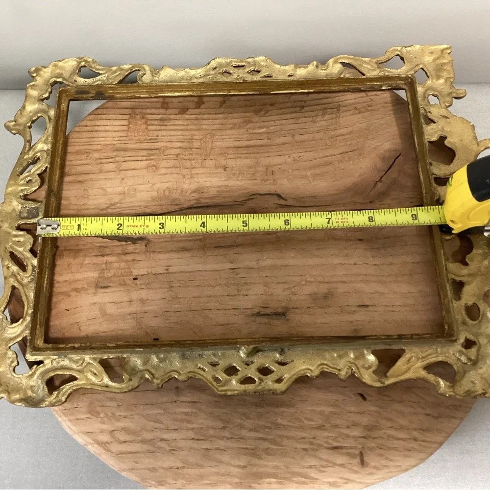 🟡 Vintage Solid Brass Photo or Mirror Frame - Rare - Ornate - Collectible - Picture 11 of 13